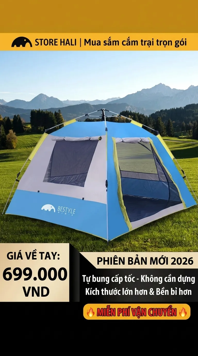 Lều Cắm trại dã ngoại, Camping tự bung, tự mở - BESTYLE