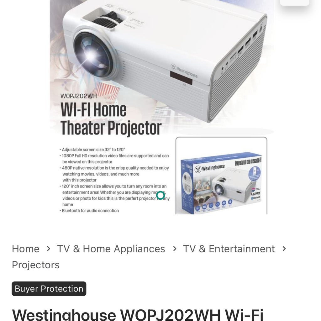 Máy chiếu Westinghouse Wi-Fi Home Theater - Chiếu trực tiếp từ ĐT, loa kép, giải trí đa phương tiện