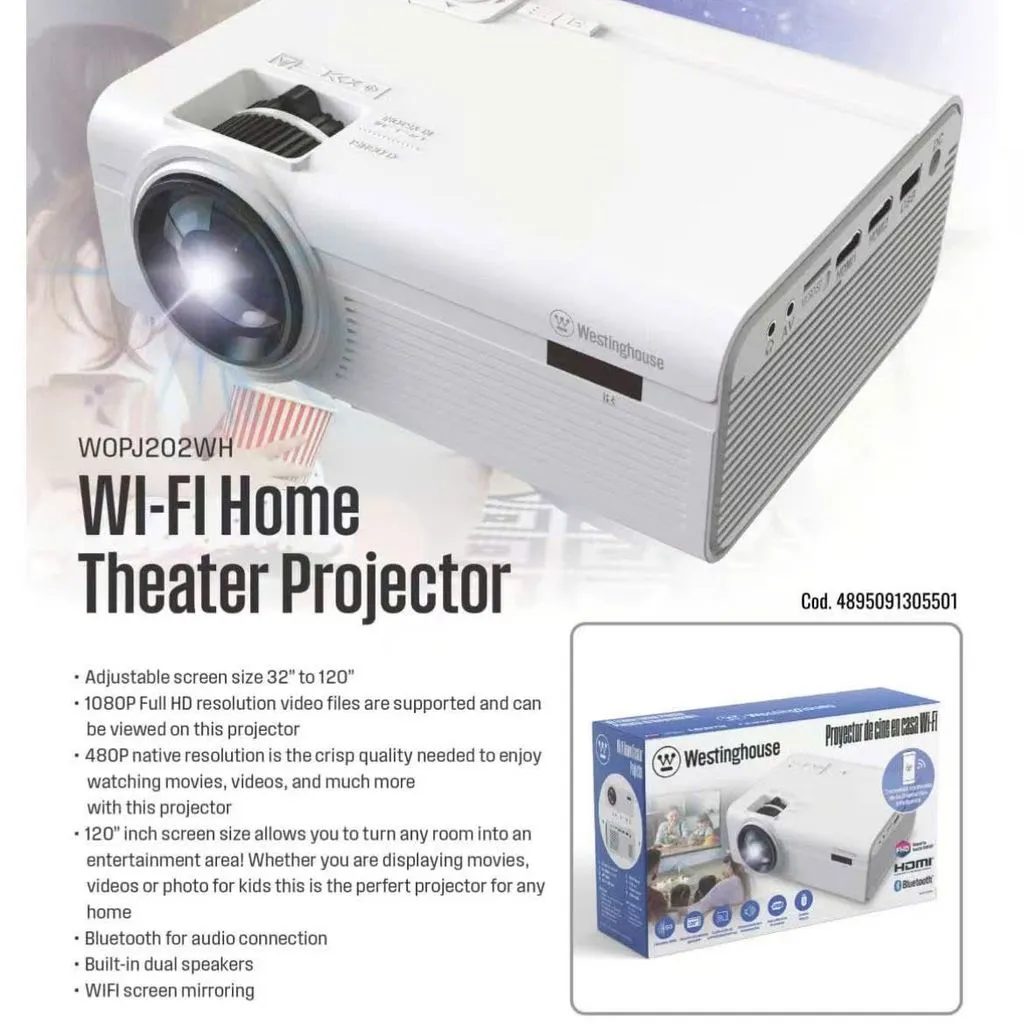 Máy chiếu Westinghouse Wi-Fi Home Theater - Chiếu trực tiếp từ ĐT, loa kép, giải trí đa phương tiện - Ảnh 2