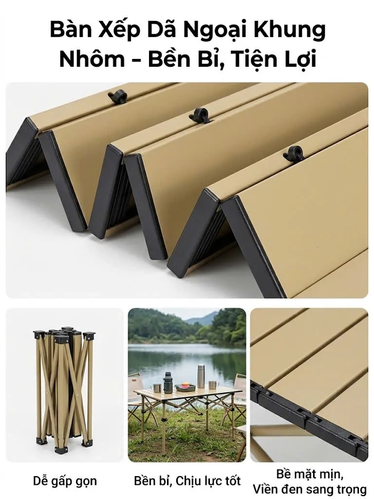 Bàn xép dã ngoại gập gọn, chất liệu hợp kim, để cắm trại camping… - Ảnh 5