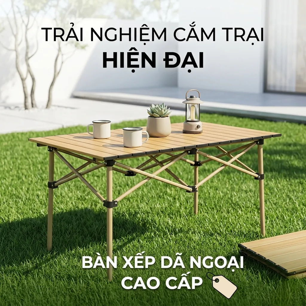 Bàn xép dã ngoại gập gọn, chất liệu hợp kim, để cắm trại camping…