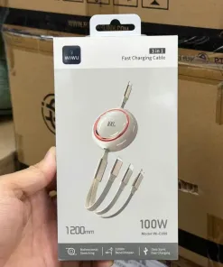 Cáp Sạc Rút Gọn 3in1 WIWU - Sạc Nhanh 100W, dùng đa thiết bị, chống đứt gãy, thiết kế thời trang - Ảnh 4