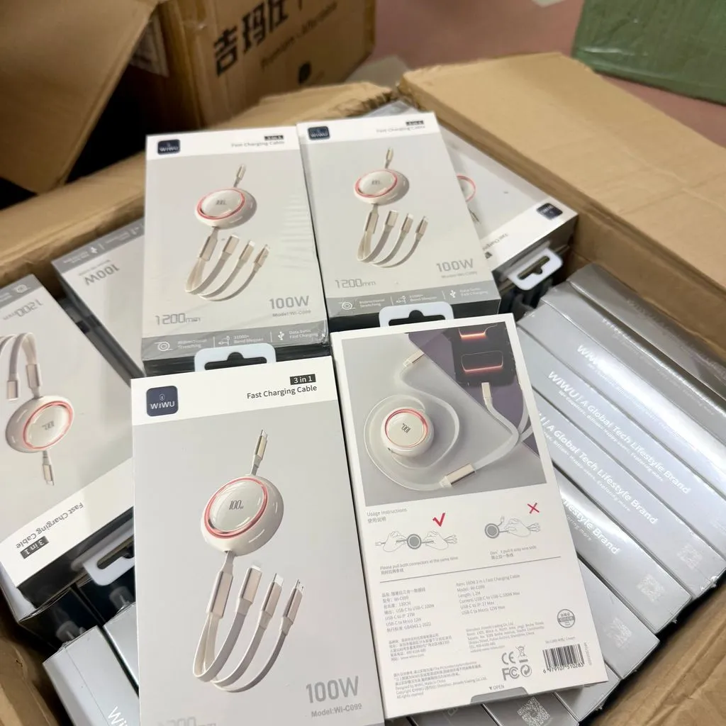 Cáp Sạc Rút Gọn 3in1 WIWU - Sạc Nhanh 100W, dùng đa thiết bị, chống đứt gãy, thiết kế thời trang - Ảnh 3