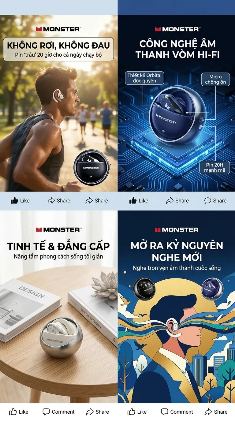 Tai nghe bluetooth Monster Maxstar MQO33 - Ảnh 3