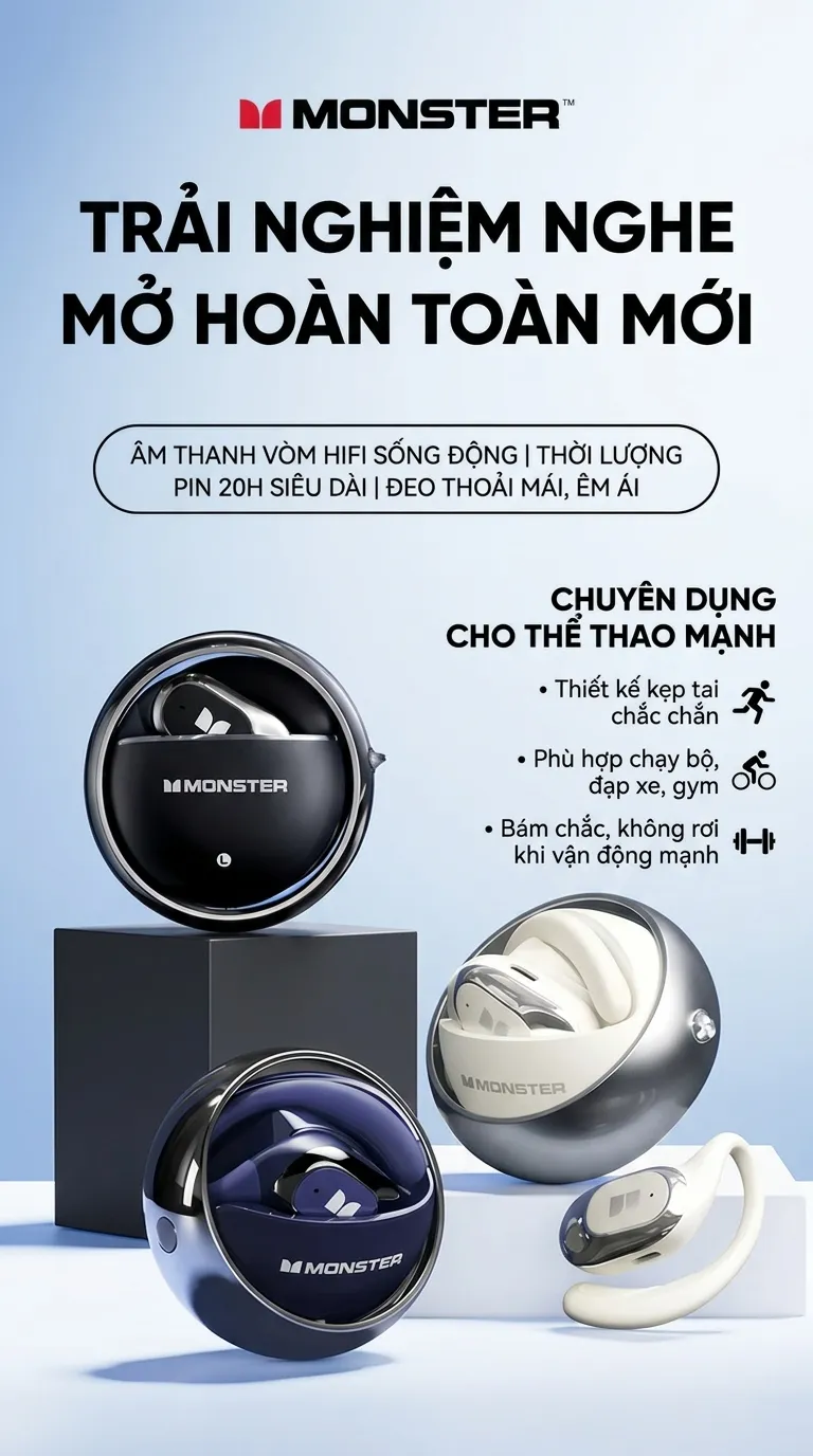 Tai nghe bluetooth Monster Maxstar MQO33 - Ảnh 4