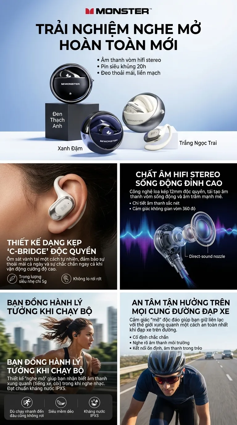 Tai nghe bluetooth Monster Maxstar MQO33 - Ảnh 5