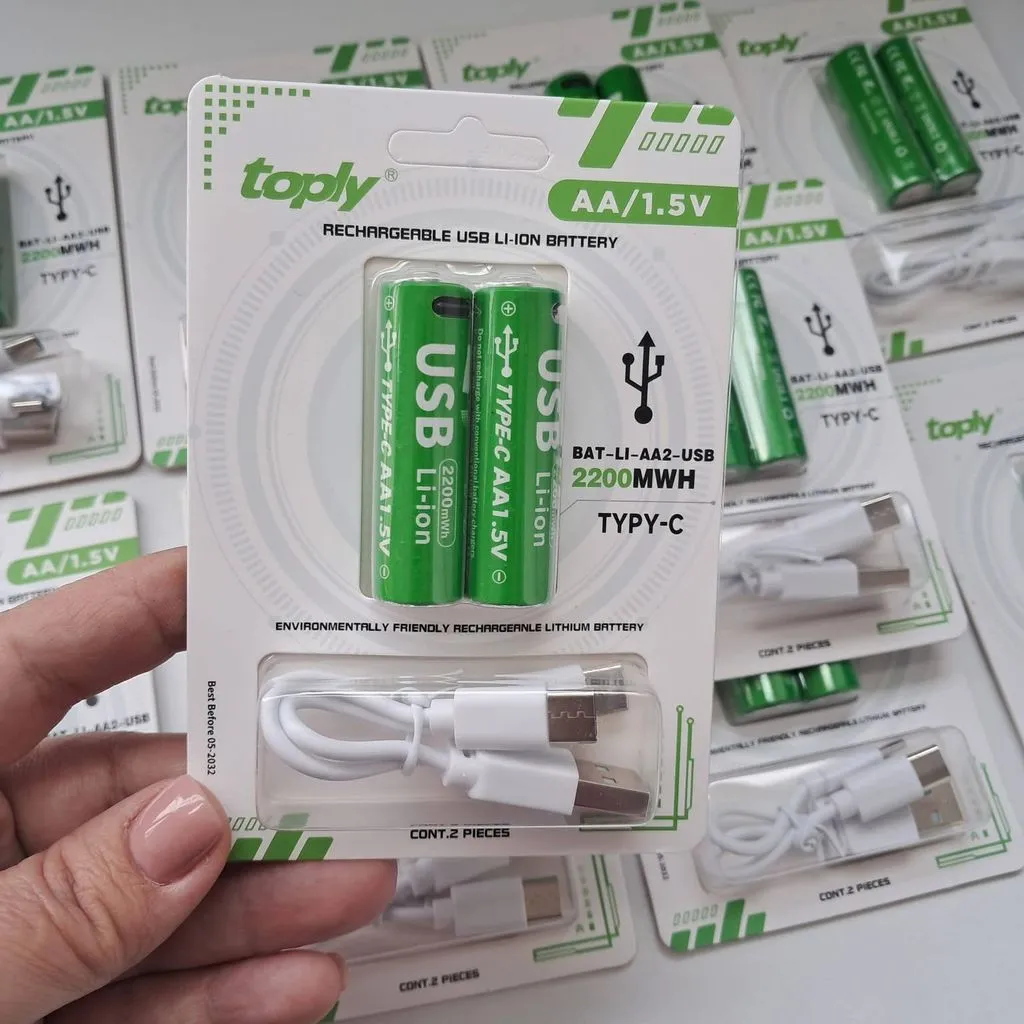{Order giao 20/6} Vỉ 2 viên Pin sạc AA / AAA hãng TOPLY dung lượng cao, có cổng sạc Type-C trực tiếp - Ảnh 7