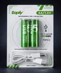 {Order giao 20/6} Vỉ 2 viên Pin sạc AA / AAA hãng TOPLY dung lượng cao, có cổng sạc Type-C trực tiếp