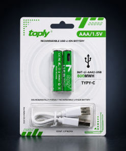 {Order giao 20/6} Vỉ 2 viên Pin sạc AA / AAA hãng TOPLY dung lượng cao, có cổng sạc Type-C trực tiếp - Ảnh 4