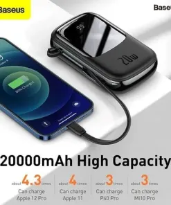 Pin dự phòng 20.000mAh Baseus Qpow Pro sạc nhanh 20W - liền cáp Lightning iPhone - Ảnh 10