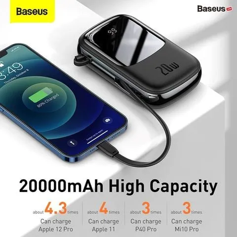 Pin dự phòng 20.000mAh Baseus Qpow Pro sạc nhanh 20W - liền cáp Lightning iPhone - Ảnh 10