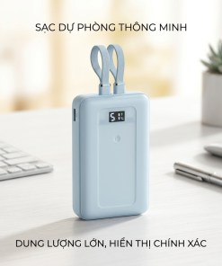 Pin dự phòng 20.000mAh sạc nhanh 45w kèm 2 cáp chưa in logo, ko hộp ( nhà máy Anker )