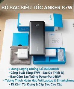 Alternative view of Pin dự phòng Anker 25600mAh A1291 sạc nhanh 87W - kèm củ sạc 65w + cáp C to C