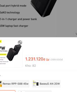Alternative view of Pin dự phòng kiêm củ sạc 2 trong 1 Baseus GaN3 87w 10000mAh