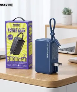 Pin dự phòng REMAX 5000mAh tích hợp củ sạc nhanh 22.5w – liền cáp sạc, cắm trực tiếp 220v