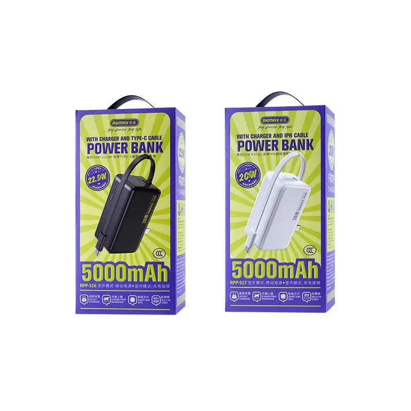 Pin dự phòng REMAX 5000mAh tích hợp củ sạc nhanh 22.5w – liền cáp sạc, cắm trực tiếp 220v - Ảnh 3
