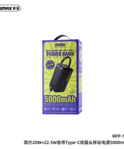 Pin dự phòng REMAX 5000mAh tích hợp củ sạc nhanh 22.5w – liền cáp sạc, cắm trực tiếp 220v - Ảnh 5