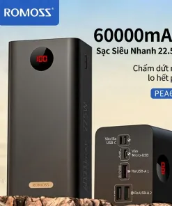 Pin dự phòng ROMOSS 60.000mAh PEA57, sạc nhanh 22.5W ( new - ko hộp)