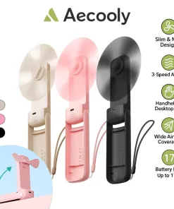 Quạt Cầm Tay AECOOLY Pocket 01 mirror (3500rpm, 3 Speed Settings, Foldable & Compact, 17H, 2000mAh)