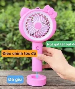 Quạt tích điện cầm tay có đế đèn