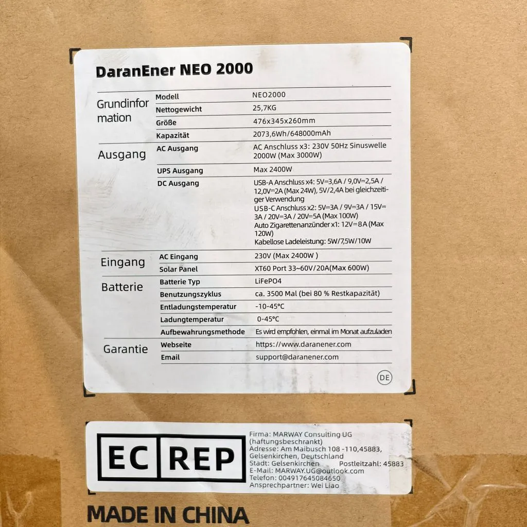 Trạm sạc DaranEner NEO 2000 - 2073.6Wh (Đức) 648.000mAh - Ảnh 11