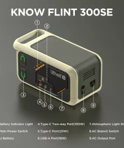 Trạm sạc di động Litheli Flint 300 - B300SE , công suất 300W , sạc điện 220V, kèm 2 pin rời - Ảnh 5