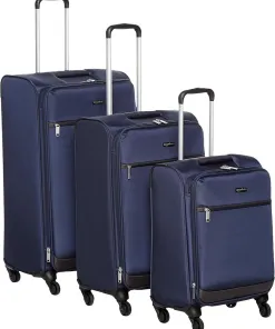 Bộ 3 Vali mềm Amazon Basics ( Mỹ ) chống nước, màu xanh Navy - Ảnh 3