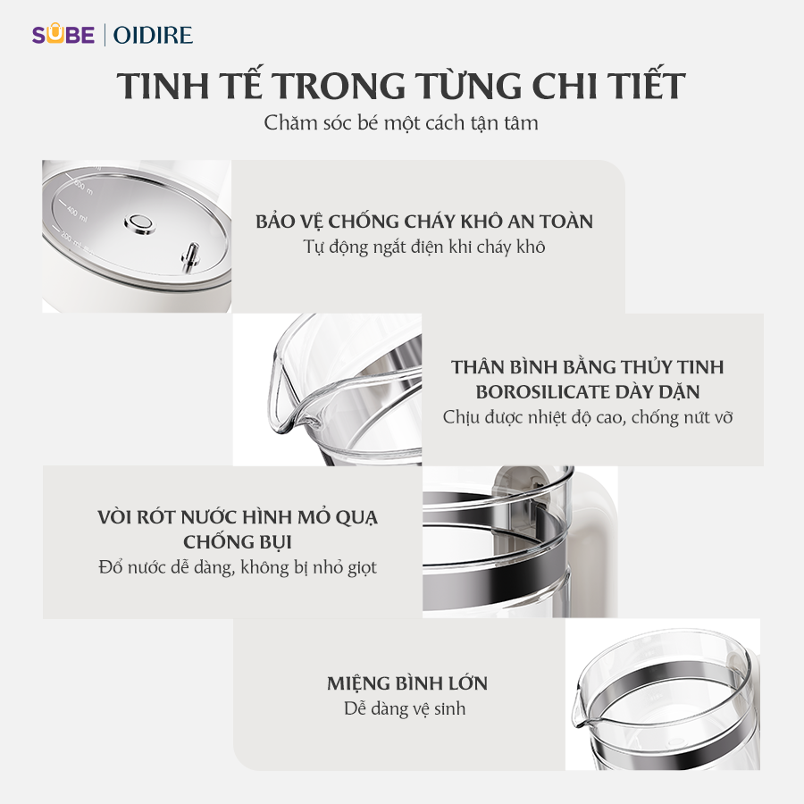 Máy Hâm Sữa OIDIRE Máy Tiệt Trùng Bình Sữa, Khử Clo, Đun Sôi Pha Sữa, Máy Nấu Cháo Chậm ODI02A - Ảnh 5