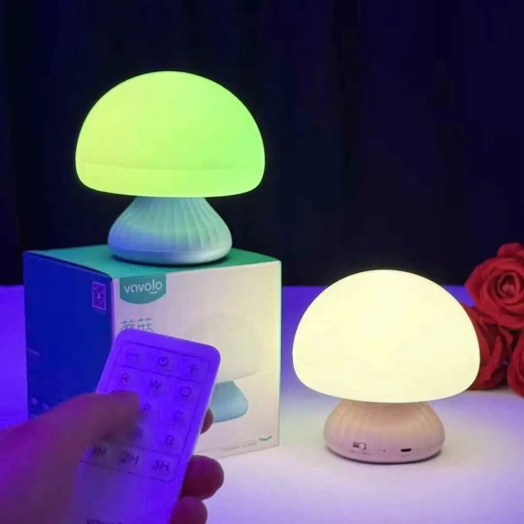 Đèn ngủ nấm VAVOFO - RGB đổi màu, cảm ứng + điều khiển, tích pin tiện lợi, đa chức năng - Ảnh 2